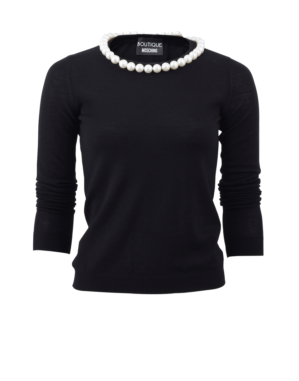 Pearl Collar Knit Top CLOTHINGTOPKNITS BOUTIQUE MOSCHINO   