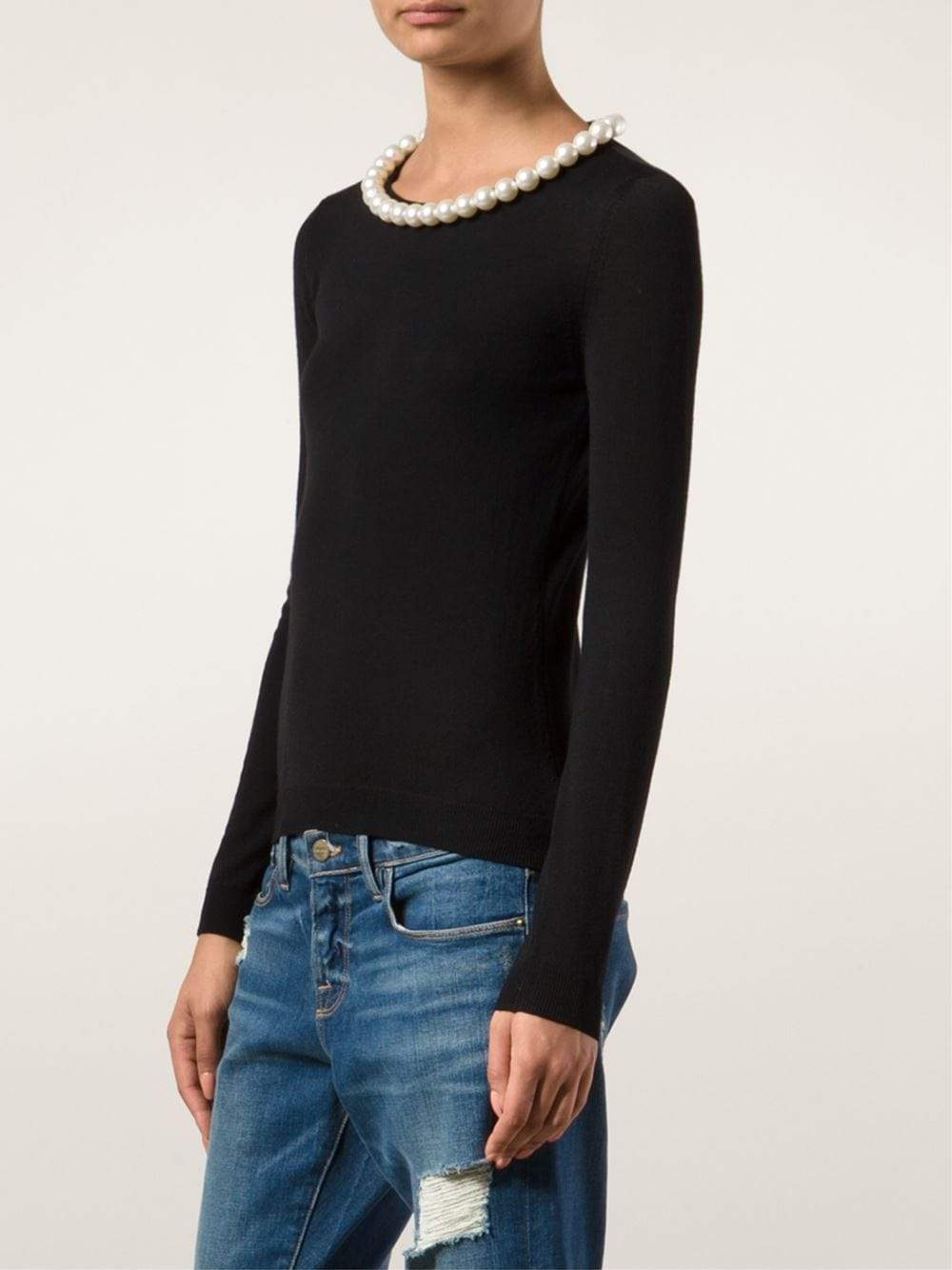 Pearl Collar Knit Top CLOTHINGTOPKNITS BOUTIQUE MOSCHINO   