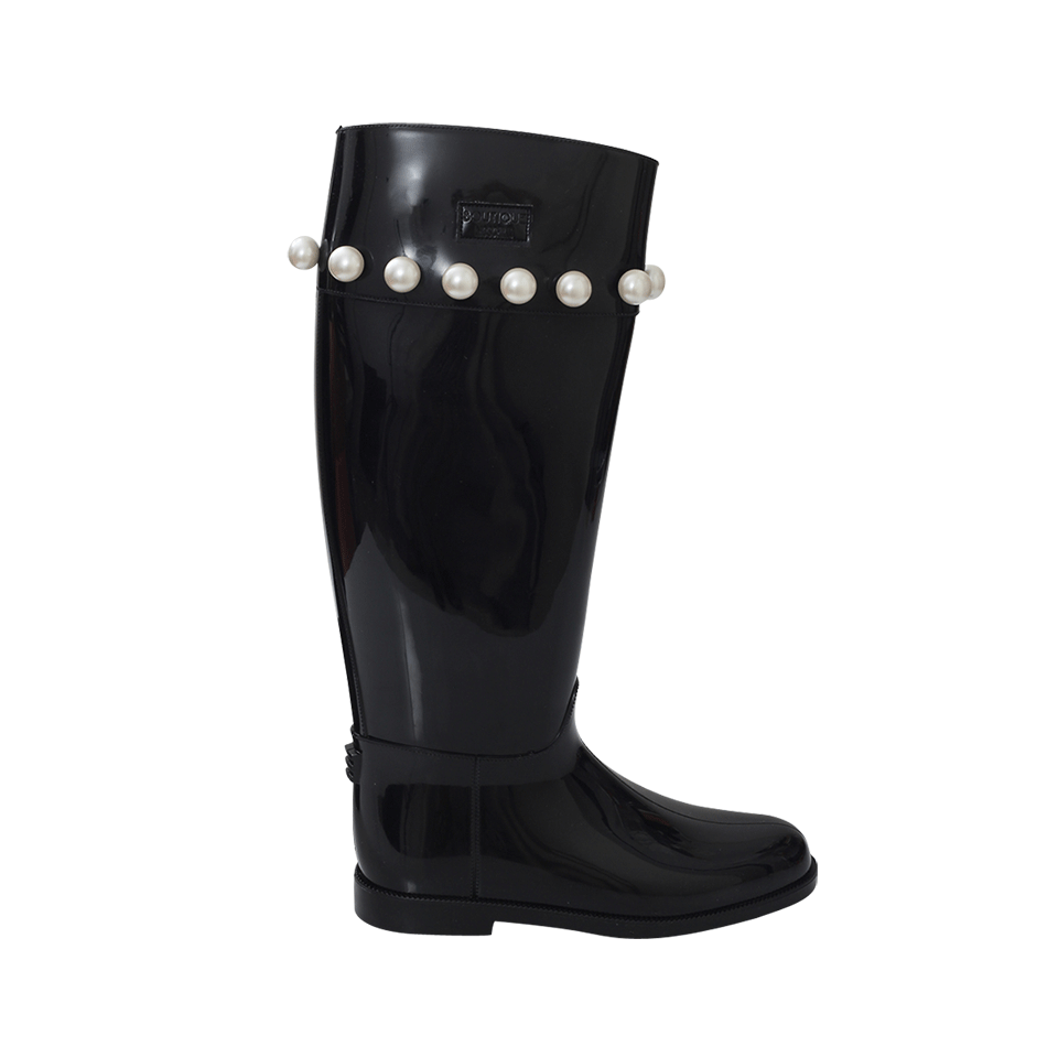 BOUTIQUE MOSCHINO-Pearl Detail Rainboot-