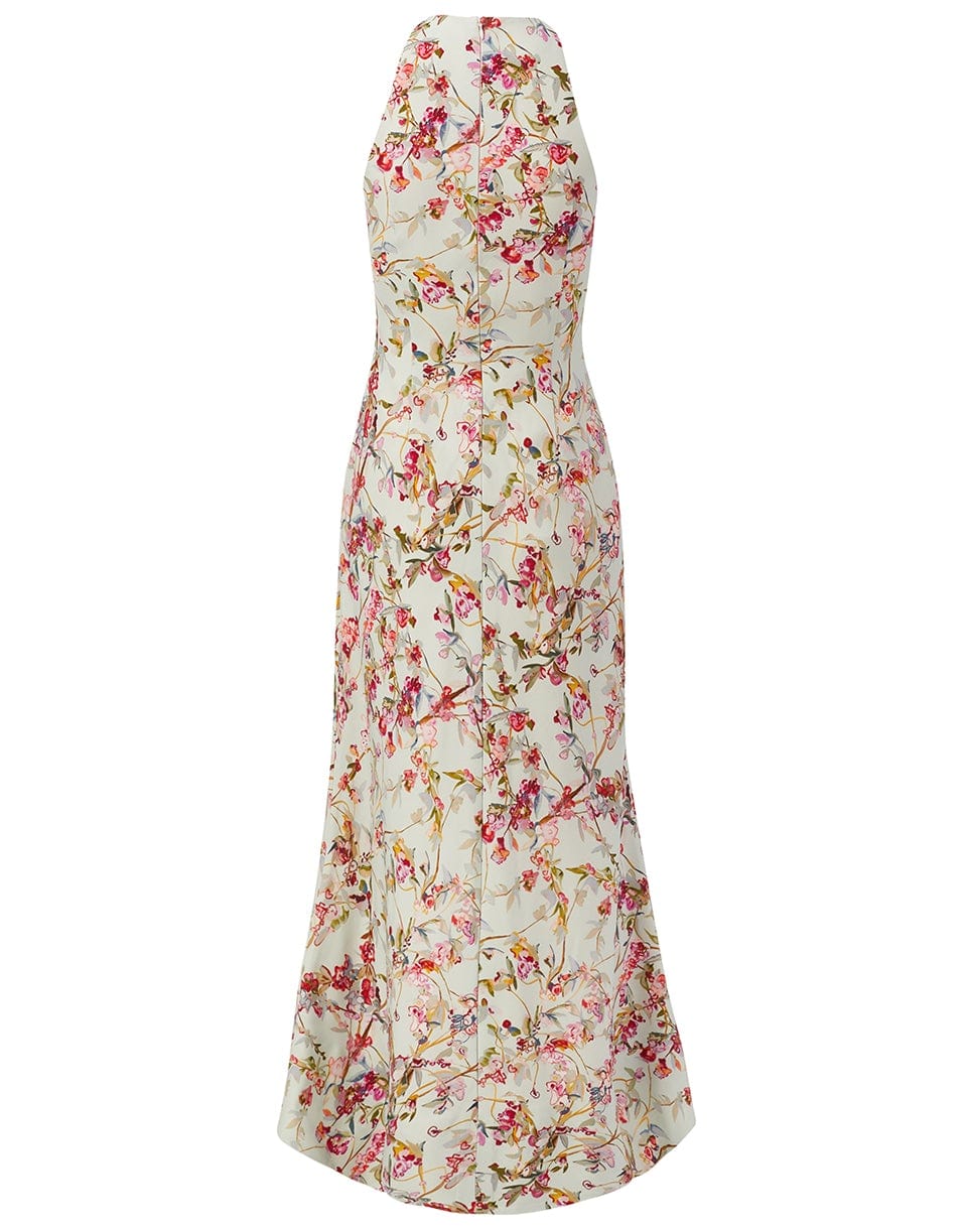 BRANDON MAXWELL-Floral Bi-Print Halter Dress-