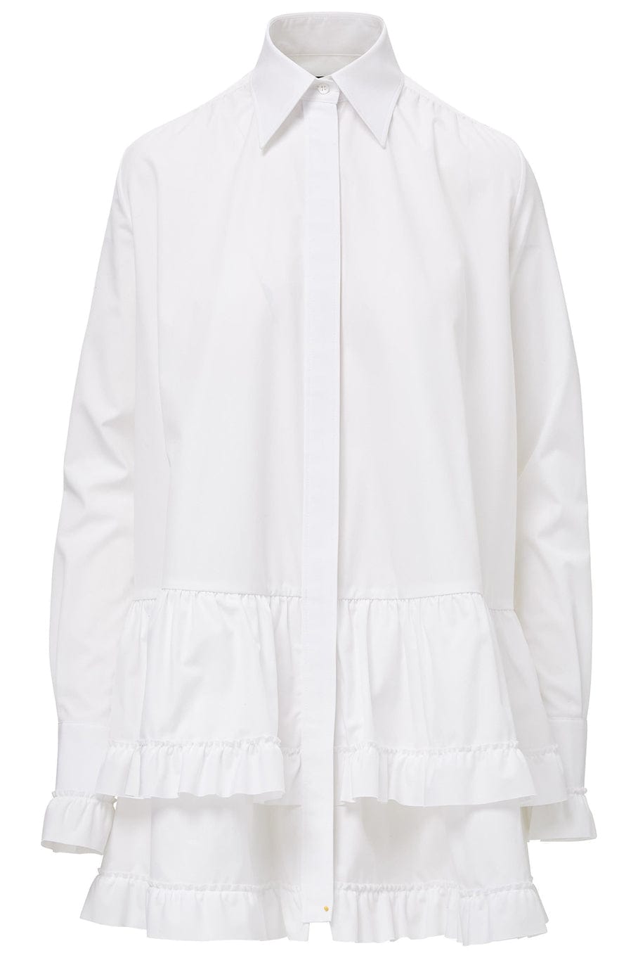 Mini Shirt Dress With Ruffle Hem CLOTHINGDRESSCASUAL BRANDON MAXWELL   