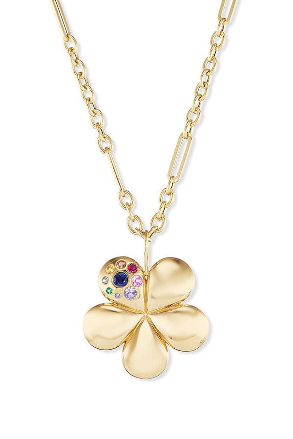 BRENT NEALE-Medium Rainbow Petal Flower Necklace-YELLOW GOLD