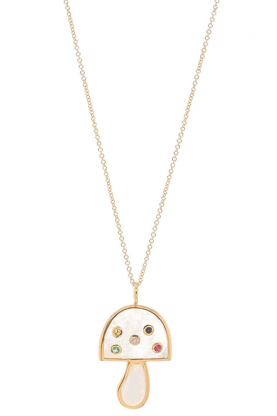 BRENT NEALE-Moostone Small Mushroom Necklace-YELLOW GOLD