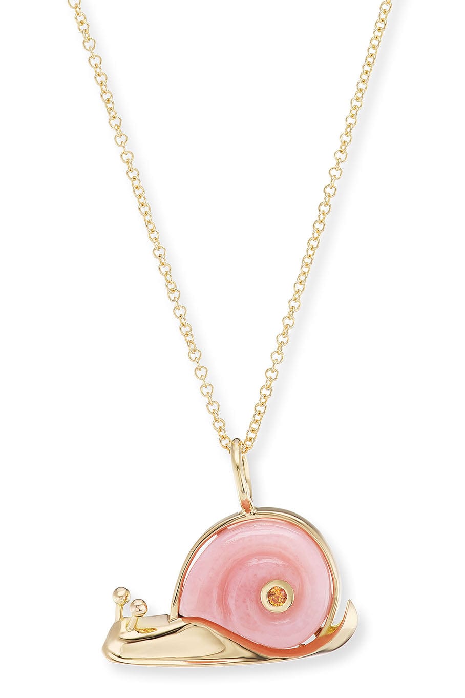 BRENT NEALE-Small Pink Opal Snail Pendant Necklace-YELLOW GOLD