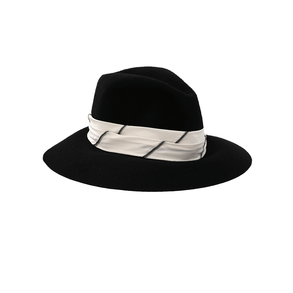 BRUNELLO CUCINELLI-Flannel Wide Brim Hat-BLACK