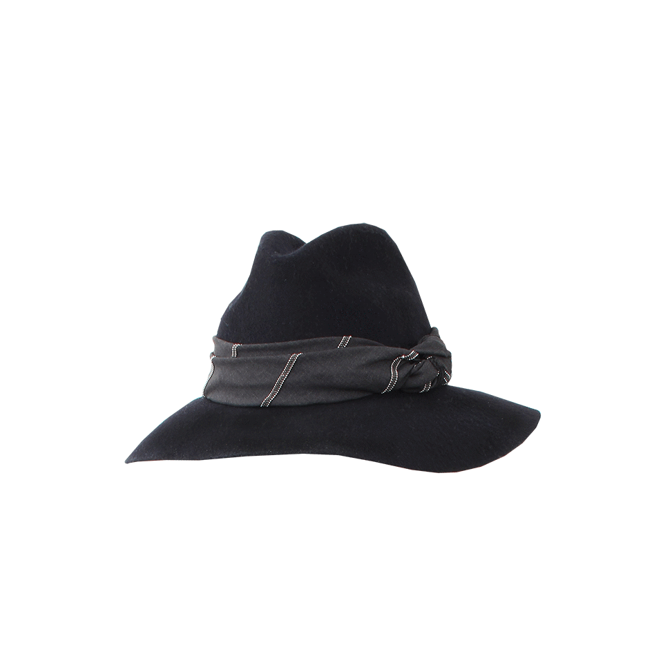 BRUNELLO CUCINELLI-Flannel Wide Brim Hat-NAVY