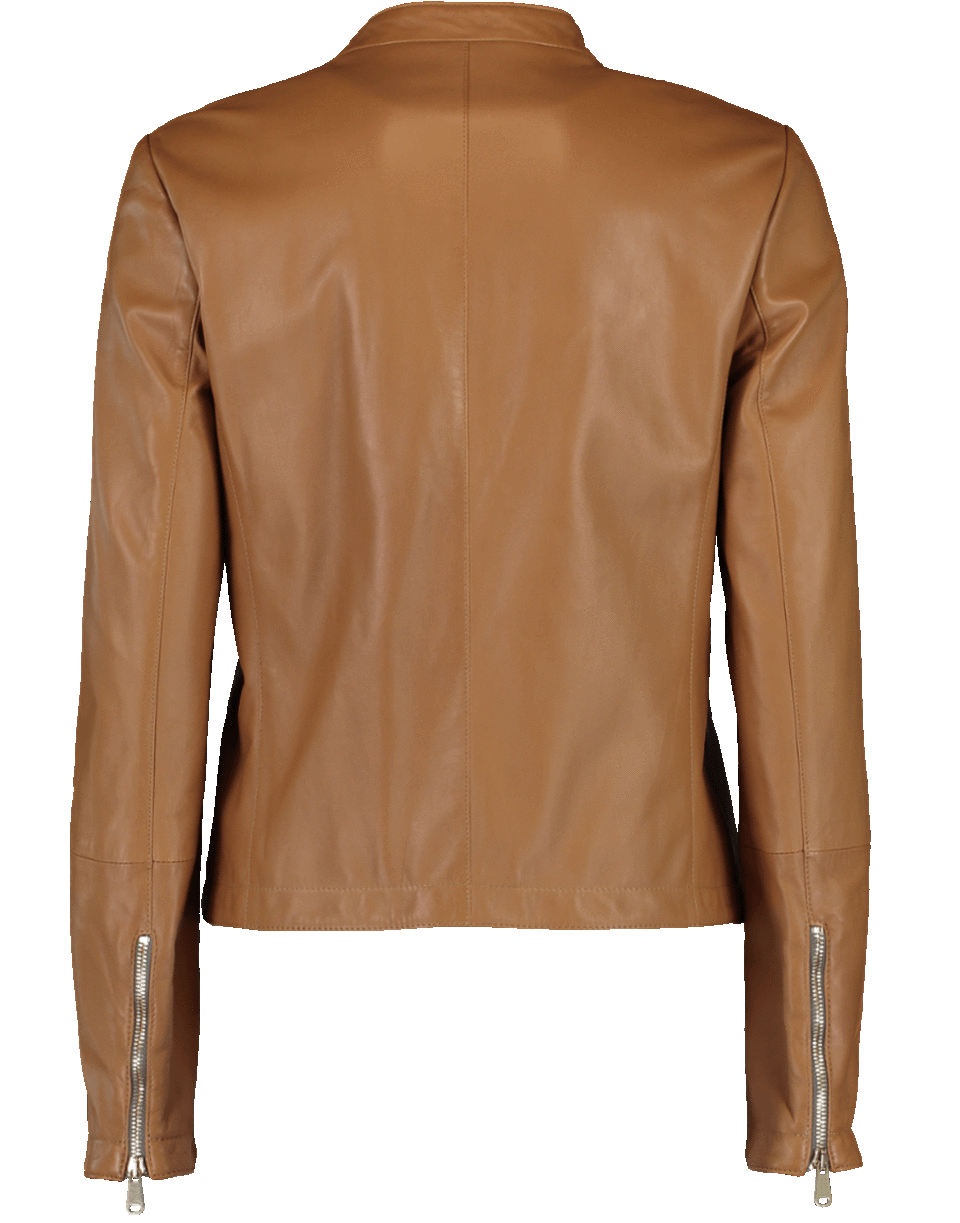 BRUNELLO CUCINELLI-Leather Asymmetrical Zip Jacket-