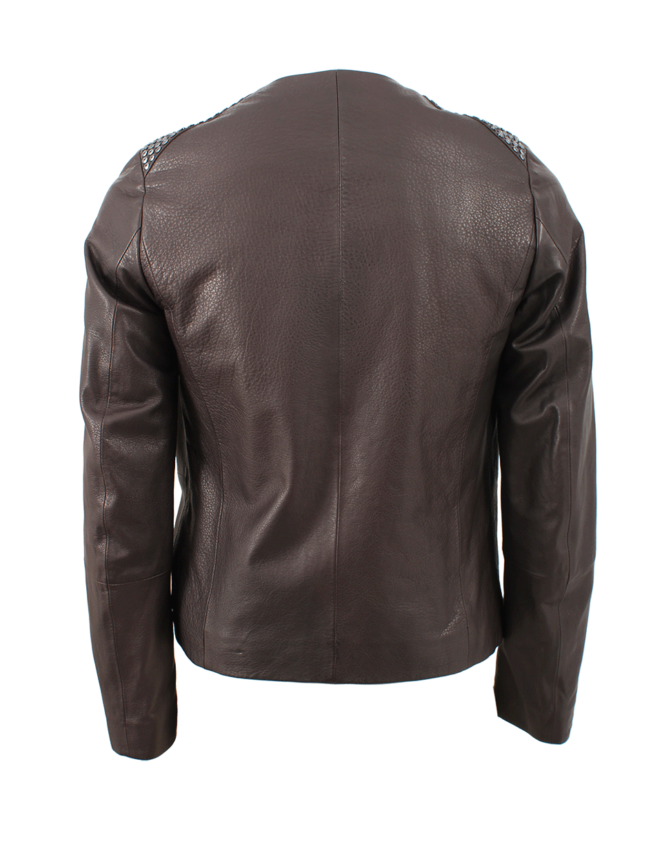 BRUNELLO CUCINELLI-Leather Swarovski Shoulder Jacket-