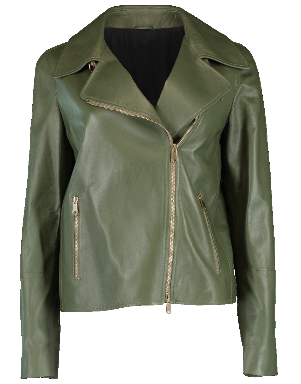 BRUNELLO CUCINELLI-Leather Biker Jacket-SAGE