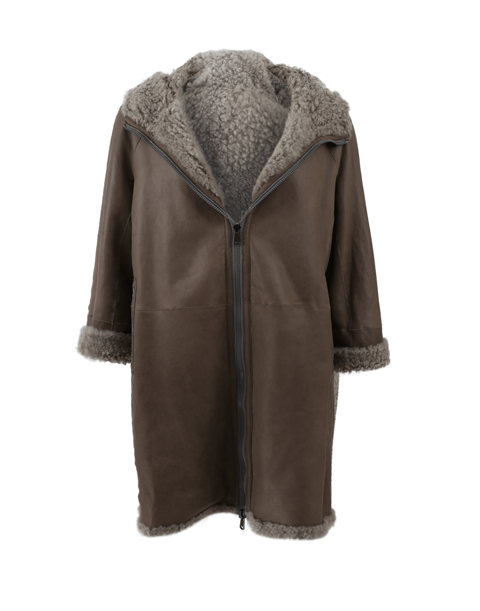Leather Shearling Coat CLOTHINGCOATLEATHER BRUNELLO CUCINELLI   