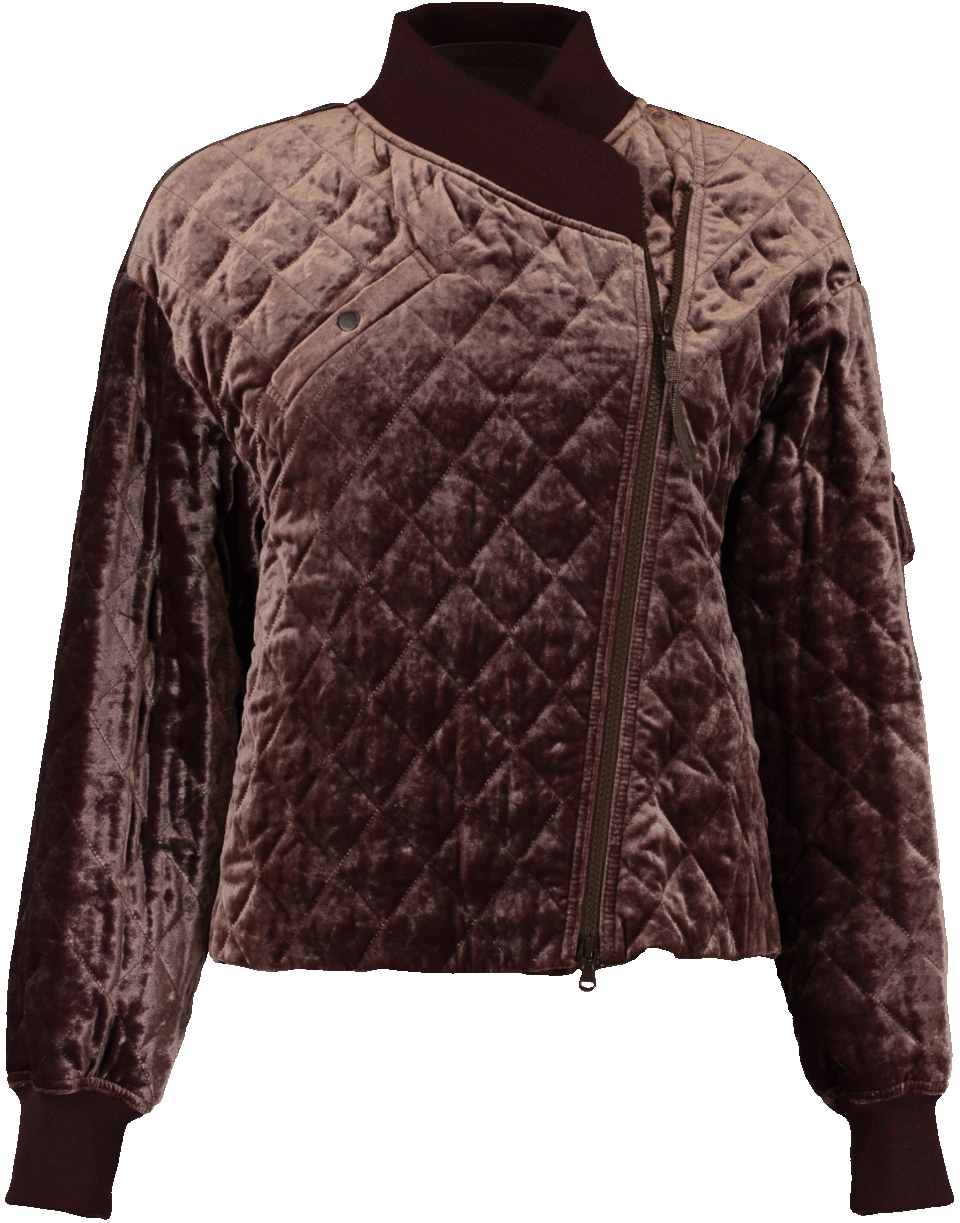 BRUNELLO CUCINELLI-Quilted Velvet Asymmetrical Jacket-MAUVE