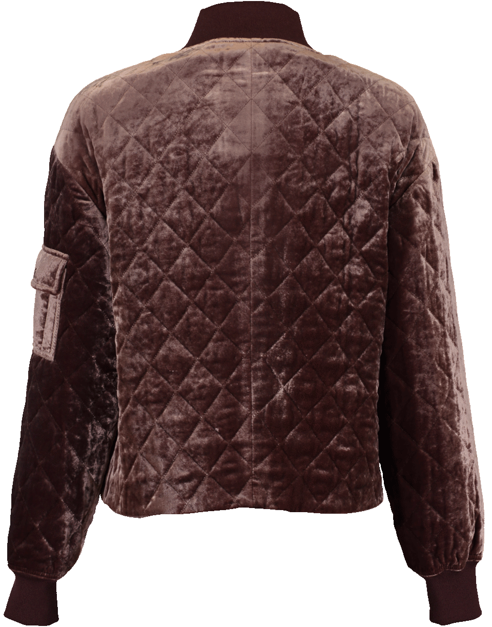 BRUNELLO CUCINELLI-Quilted Velvet Asymmetrical Jacket-MAUVE