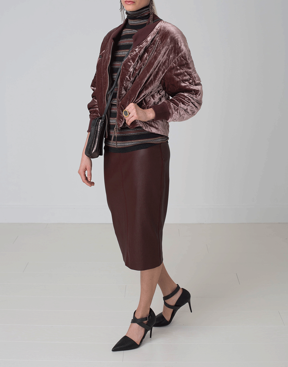 BRUNELLO CUCINELLI-Quilted Velvet Asymmetrical Jacket-MAUVE