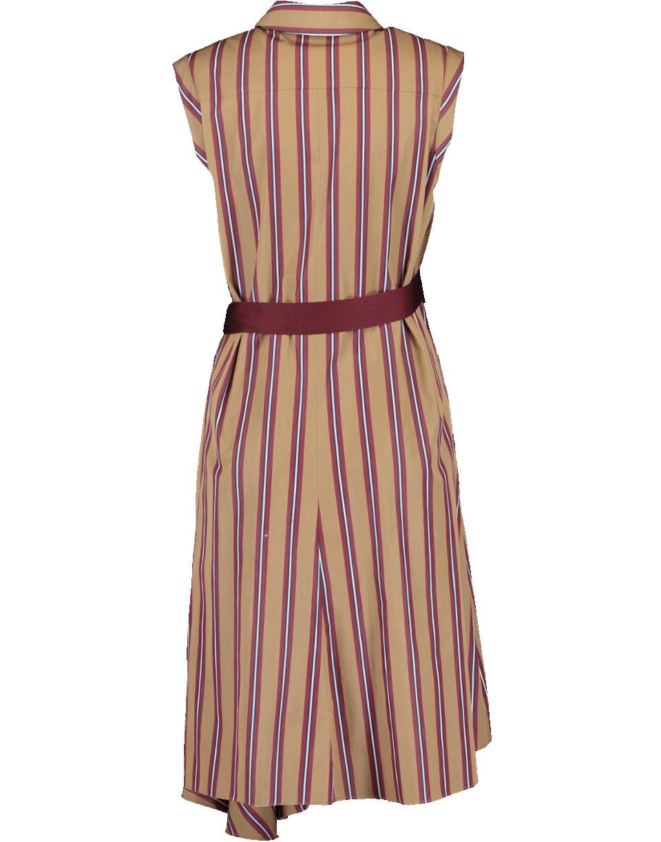 BRUNELLO CUCINELLI-Striped Grosgrain Belt Dress-