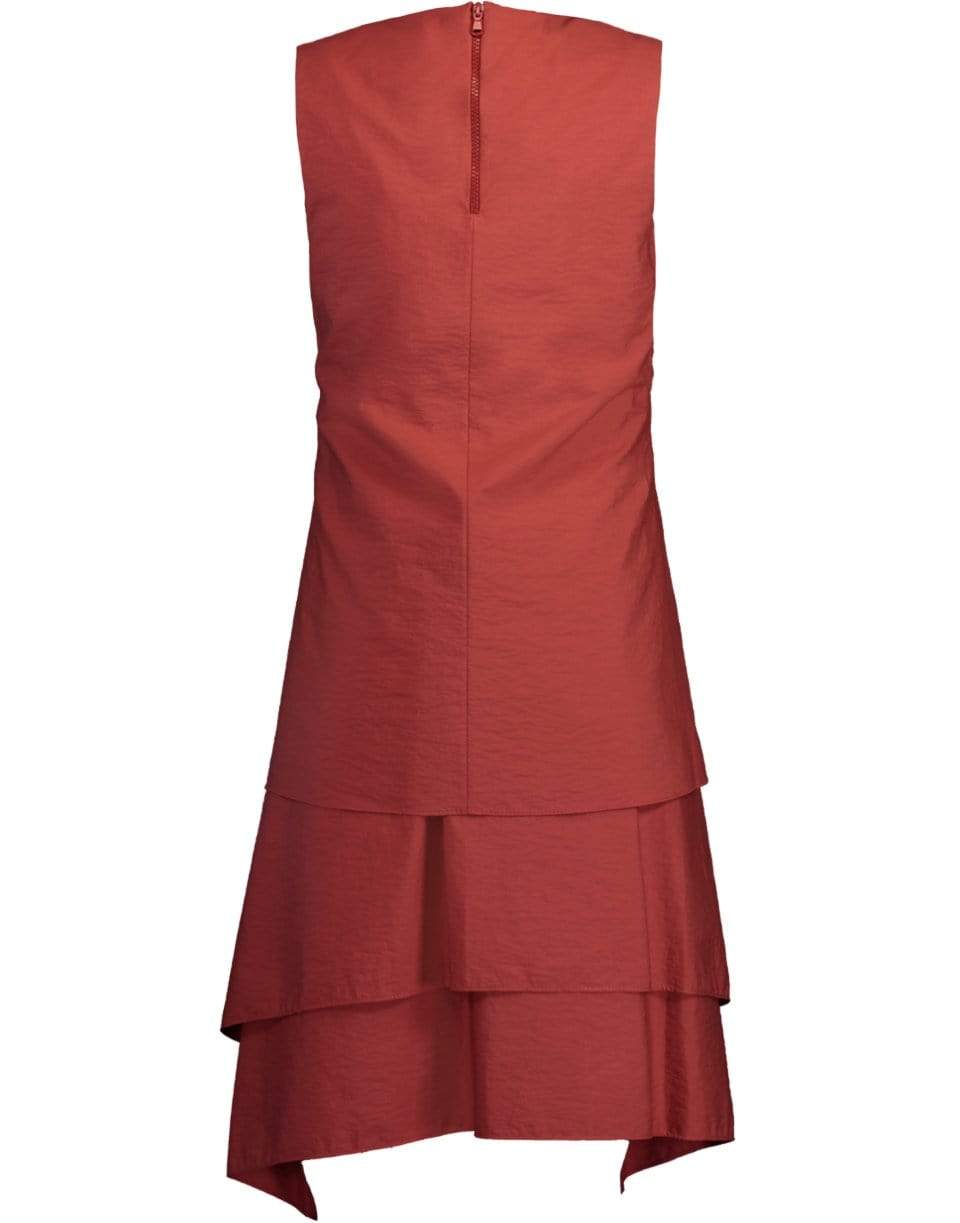 BRUNELLO CUCINELLI-Terracotta Tiered Crewneck Mini Dress-