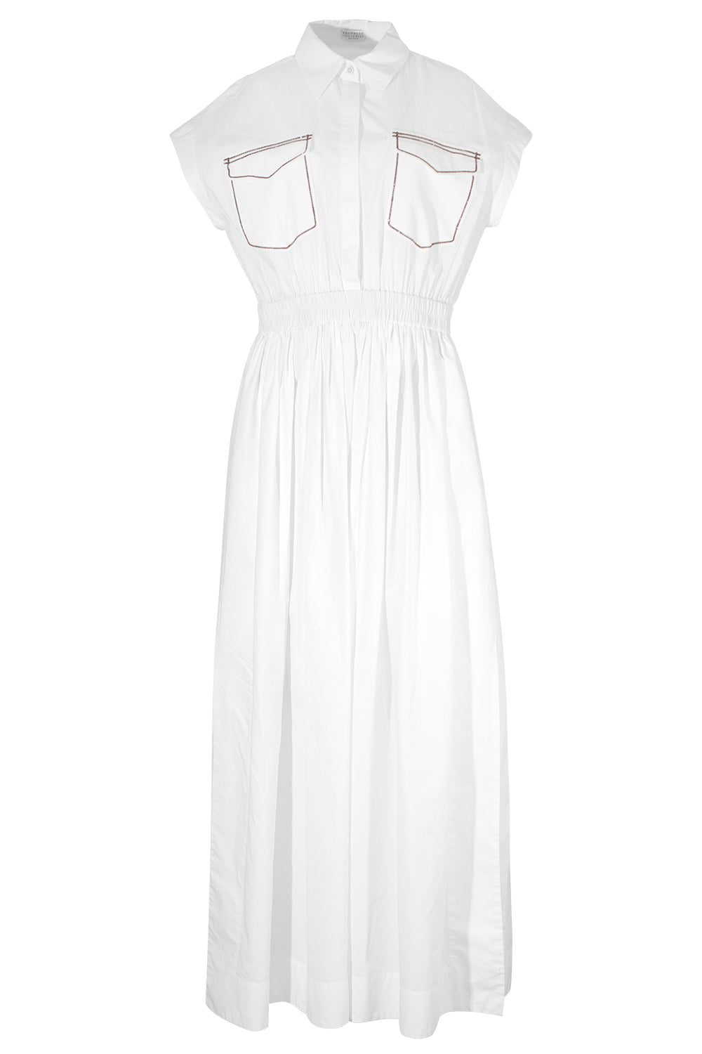 BRUNELLO CUCINELLI-Long Cotton Dress-WHITE
