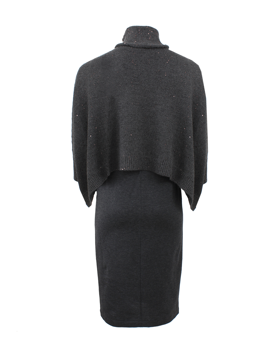 BRUNELLO CUCINELLI-Jersey Fitted Dress With Turtleneck Overlay-
