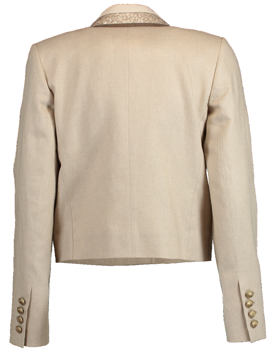 BRUNELLO CUCINELLI-Cropped Linen Paillette Collar Jacket-
