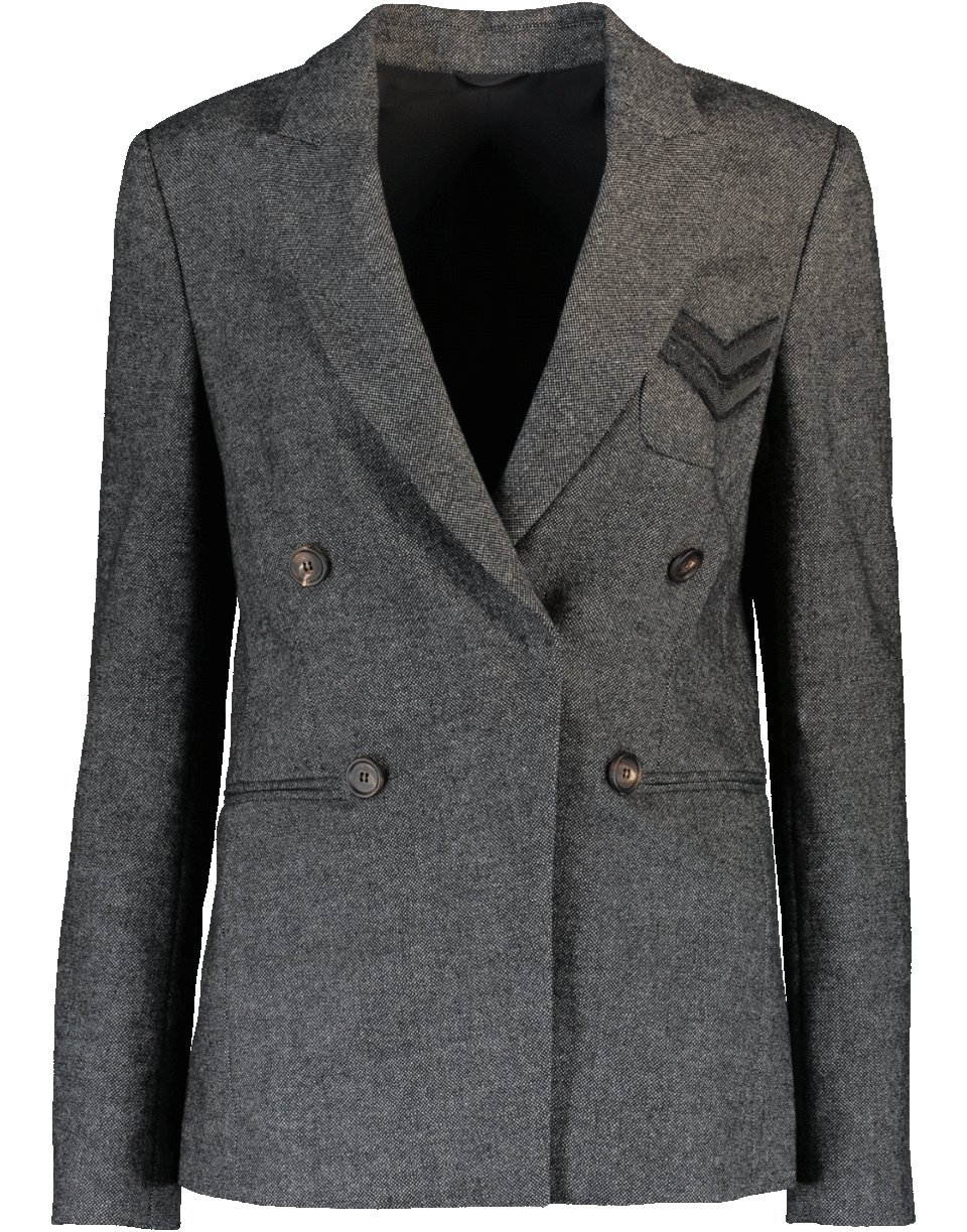 BRUNELLO CUCINELLI-Tweed Jacket With Monili Chevron Pocket-GREY