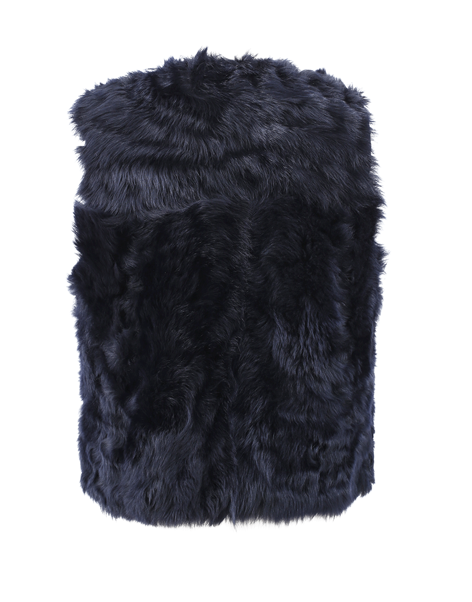 BRUNELLO CUCINELLI-Reversible Shearling Fur Vest-NAVY