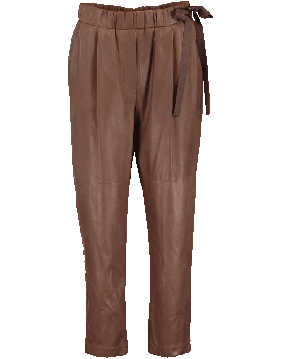 BRUNELLO CUCINELLI-Leather Pull On Pant-