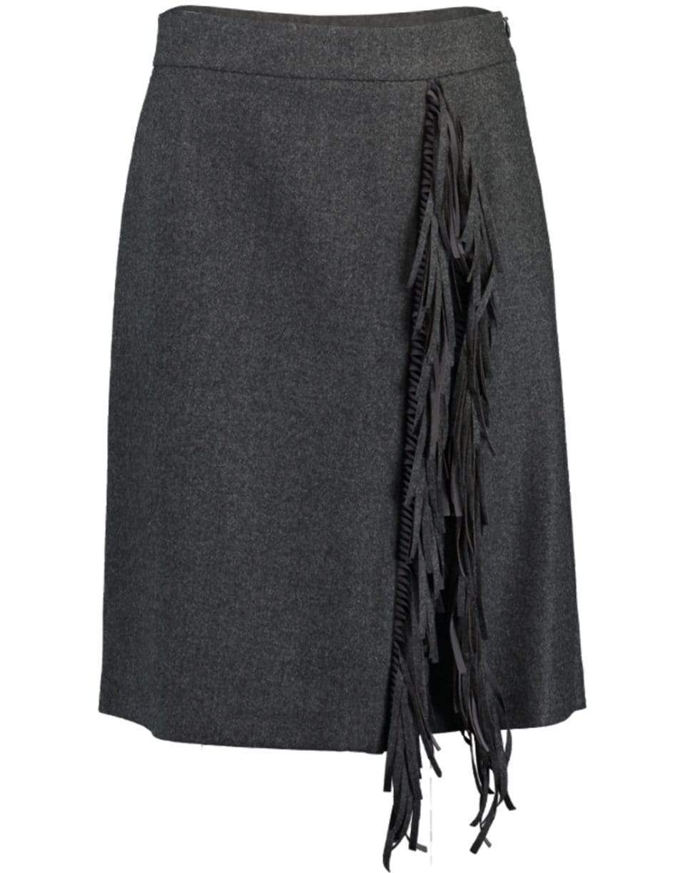 Wool Flannel Fringe Skirt CLOTHINGSKIRTKNEE LENGT BRUNELLO CUCINELLI   