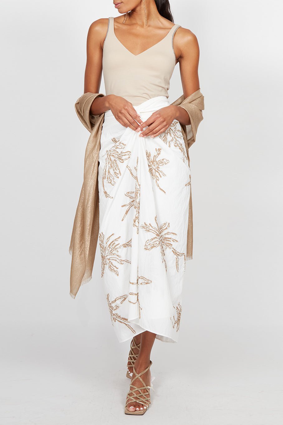 BRUNELLO CUCINELLI-Embroidered Skirt-