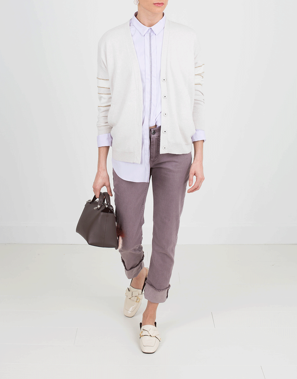 BRUNELLO CUCINELLI-Chambray Blouse With Double Monili Placket-