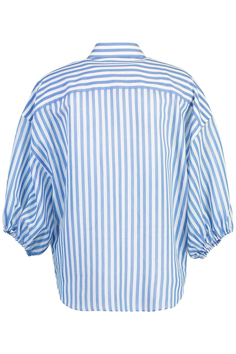 BRUNELLO CUCINELLI-Striped Elbow Sleeve Top - Blue-