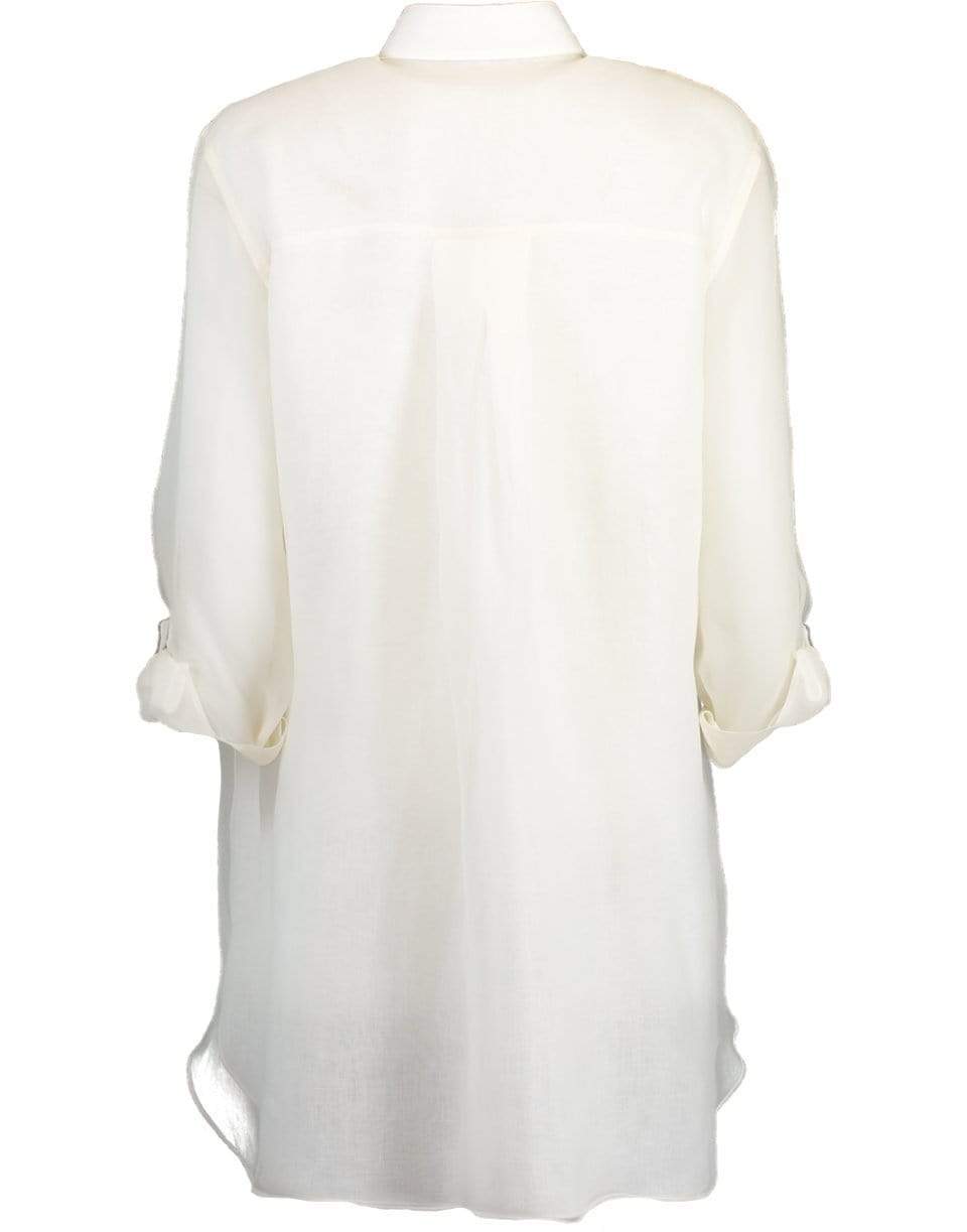 BRUNELLO CUCINELLI-White Linen Shirt with Organza Overlay-