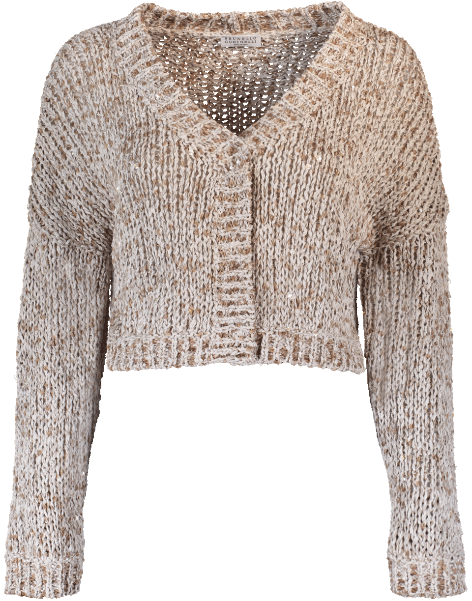 BRUNELLO CUCINELLI-Cropped Blended Paillette Cardigan-