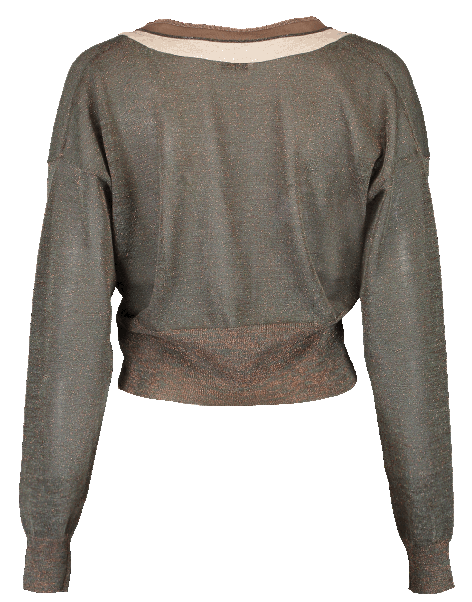 BRUNELLO CUCINELLI-Linen Lurex Bi-Color Cropped Cardigan-