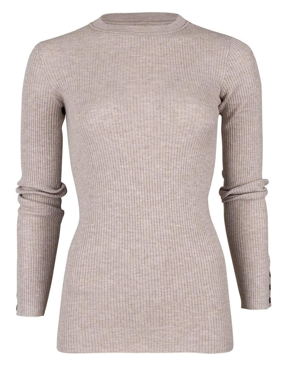 Sand Cashmere and Lurex Ribbed Sweater CLOTHINGTOPKNITS BRUNELLO CUCINELLI   