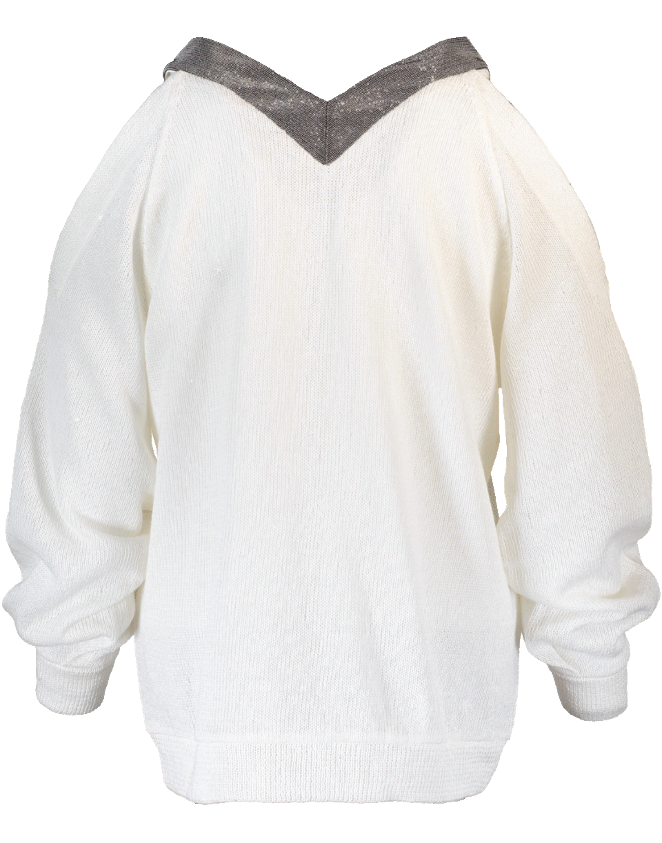 BRUNELLO CUCINELLI-Cold Shoulder Paillette Knit Top-