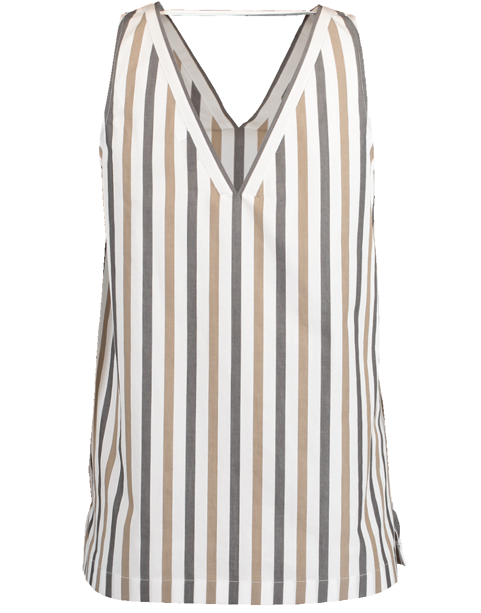 Cotton Poplin Stripe V-Neck Top CLOTHINGTOPMISC BRUNELLO CUCINELLI   