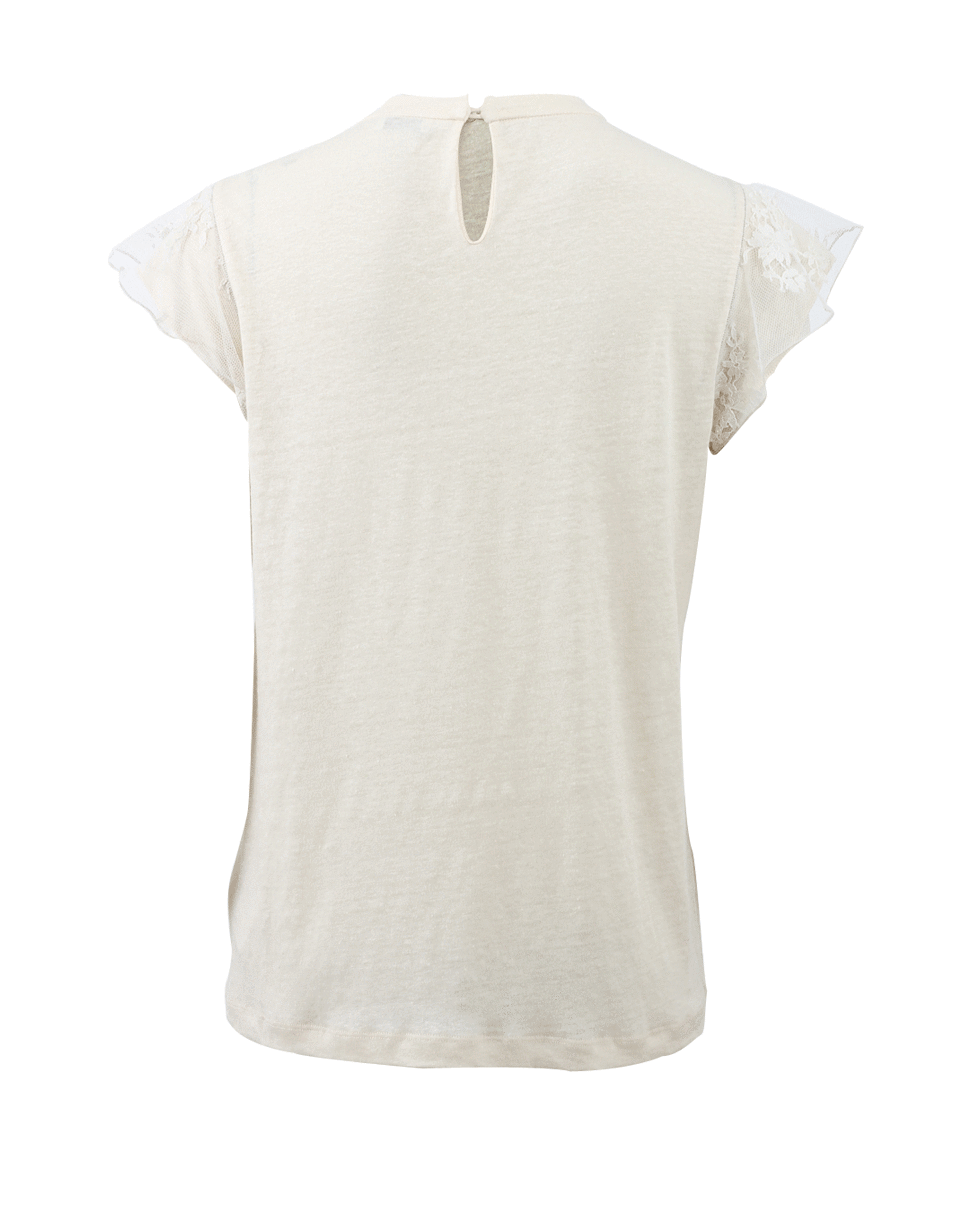 BRUNELLO CUCINELLI-Lace Shoulder T-Shirt-