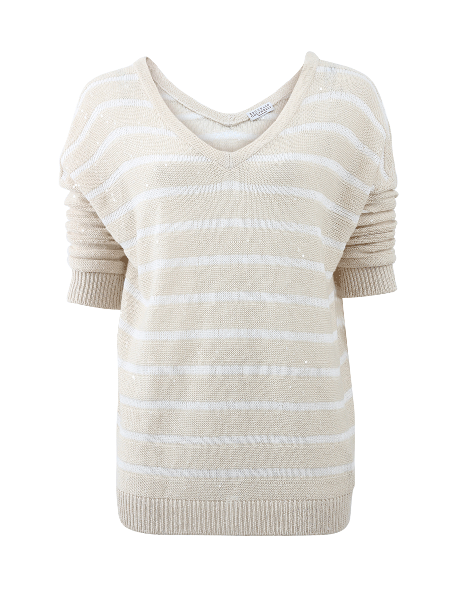 BRUNELLO CUCINELLI-Stripe And Sequin Sweater-