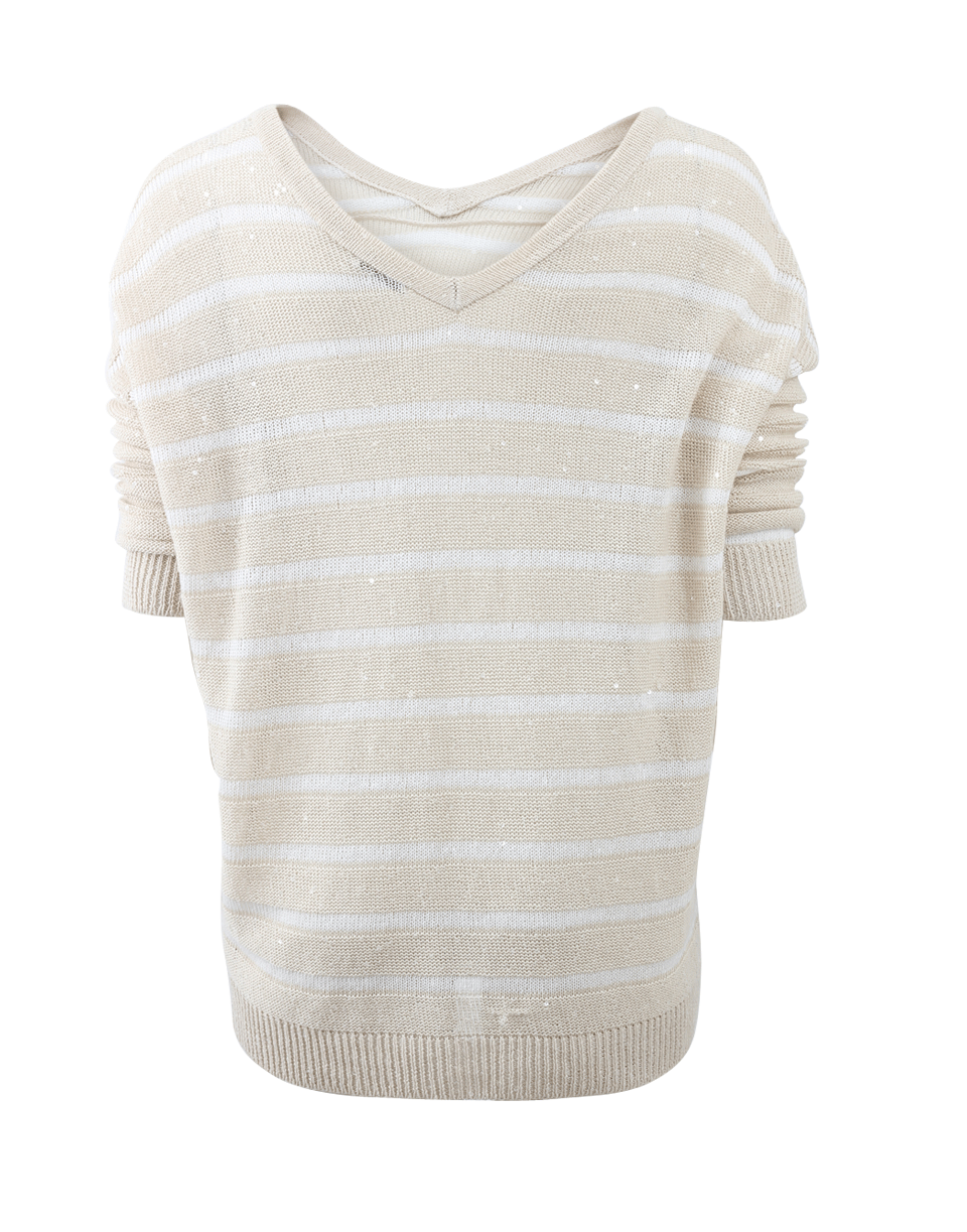 BRUNELLO CUCINELLI-Stripe And Sequin Sweater-