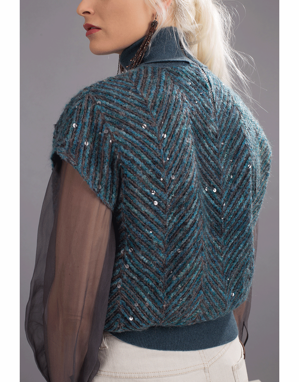 BRUNELLO CUCINELLI-Dazzling Chevron Embroidery Sweater-
