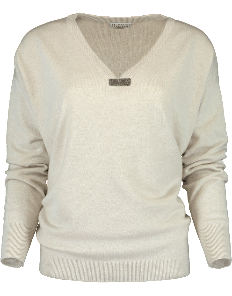 BRUNELLO CUCINELLI-Oversize Monili Detail Sweater-OAT