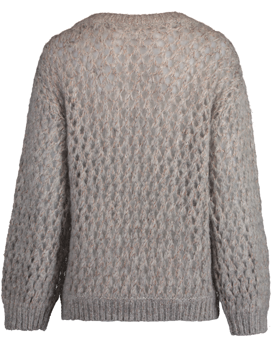 BRUNELLO CUCINELLI-Open Weave Net Mohair Crewneck Sweater-
