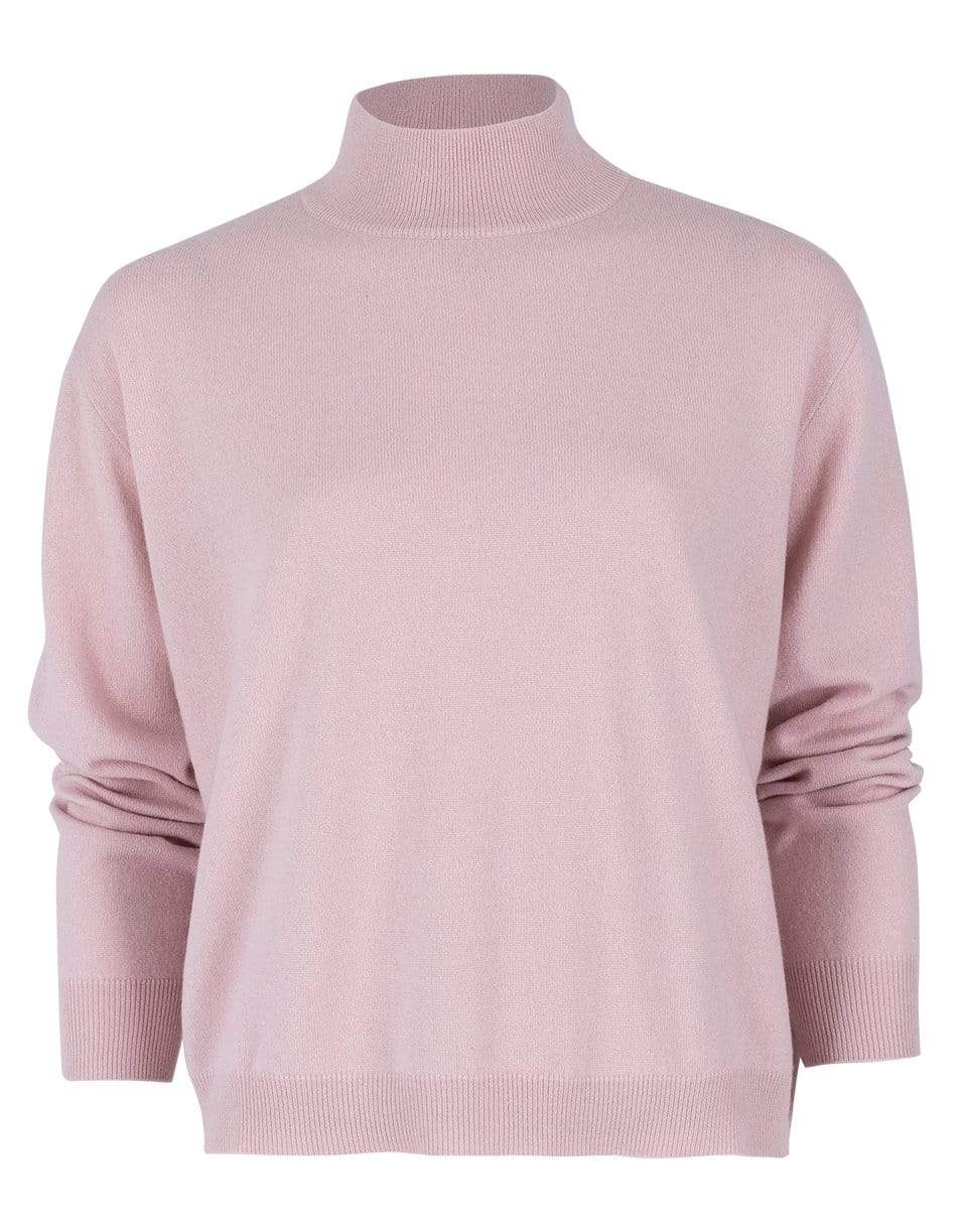 BRUNELLO CUCINELLI-Pastel Pink Long Sleeve Cashmere Rib Neck Sweater-