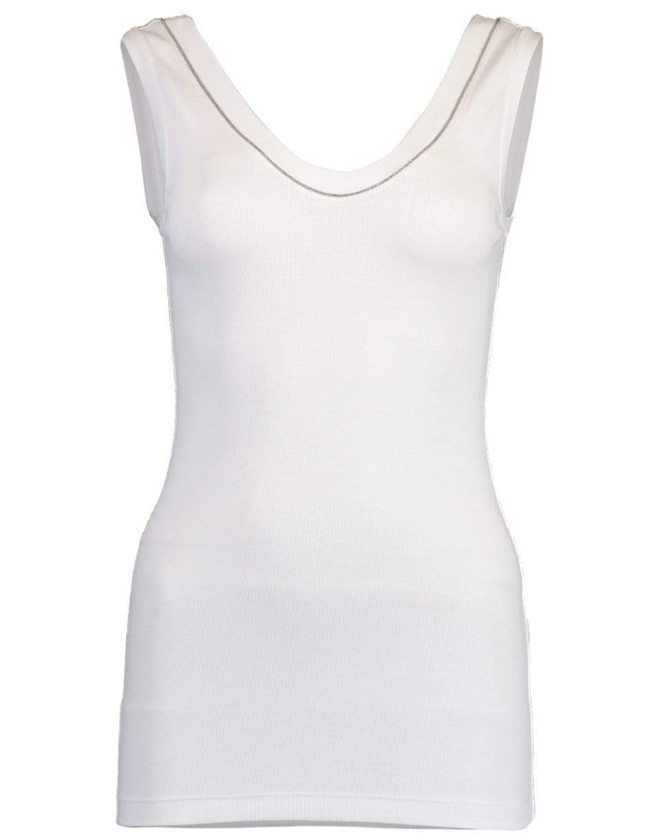 White Slim Fit Tank Top CLOTHINGTOPTANK BRUNELLO CUCINELLI   