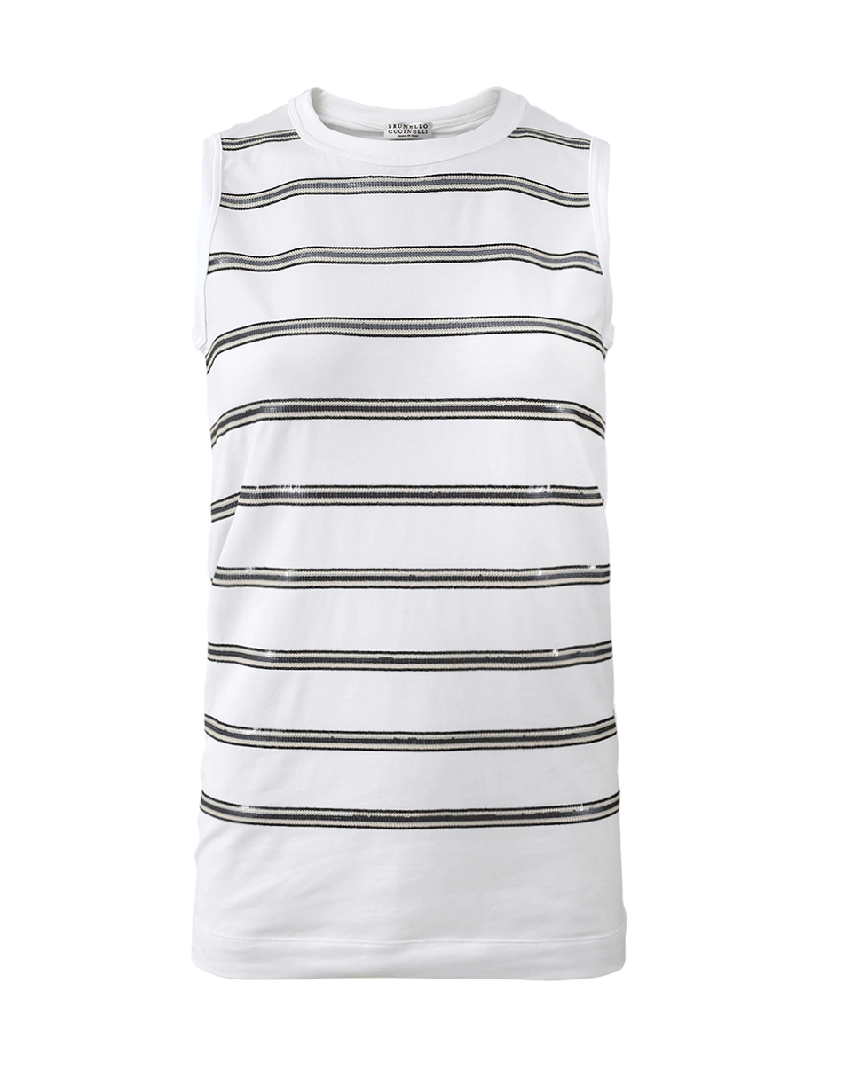 Pailette Stripe Tank Top CLOTHINGTOPTANK BRUNELLO CUCINELLI   