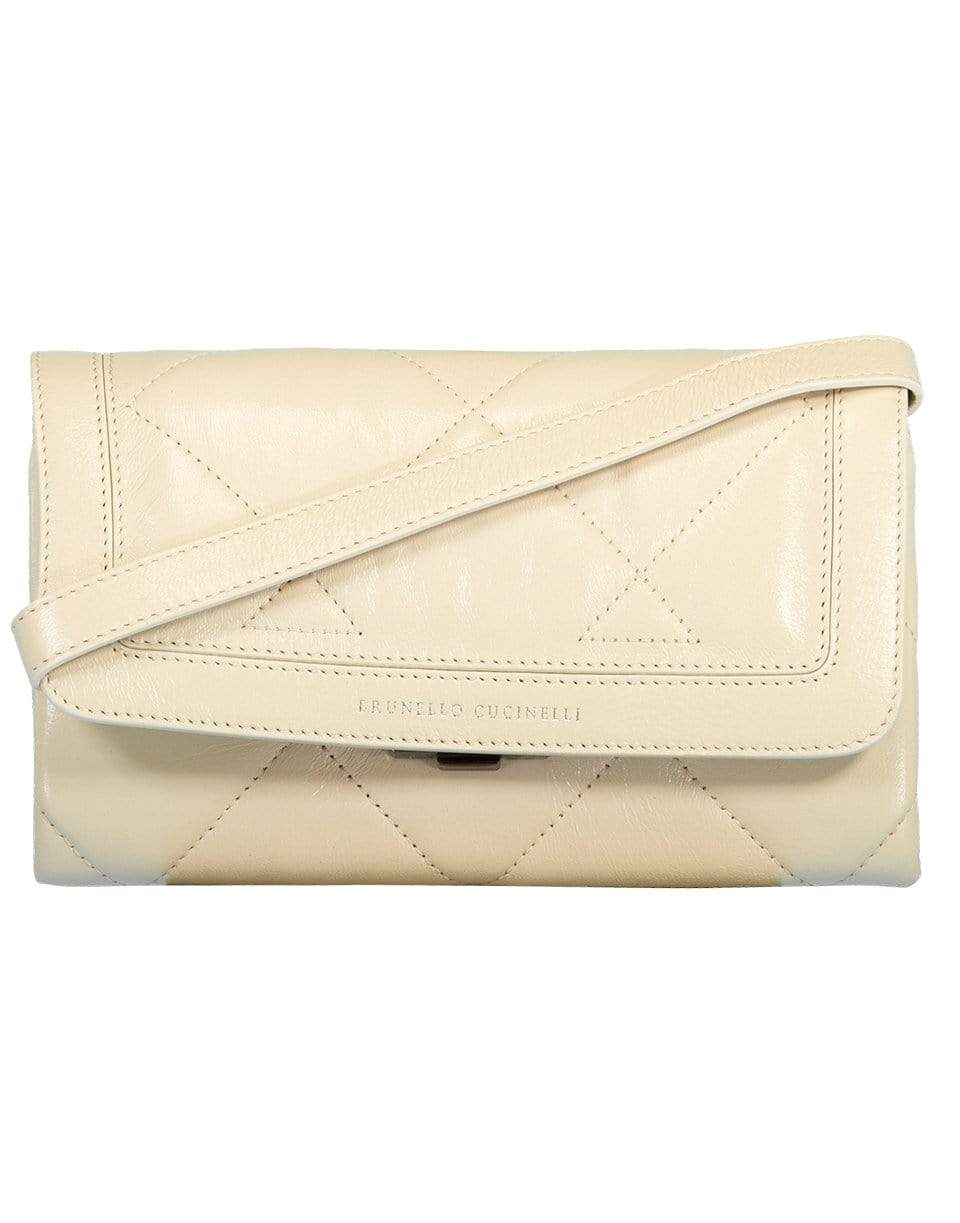 BRUNELLO CUCINELLI-Shiny Quilted Cross Body Bag-RICE