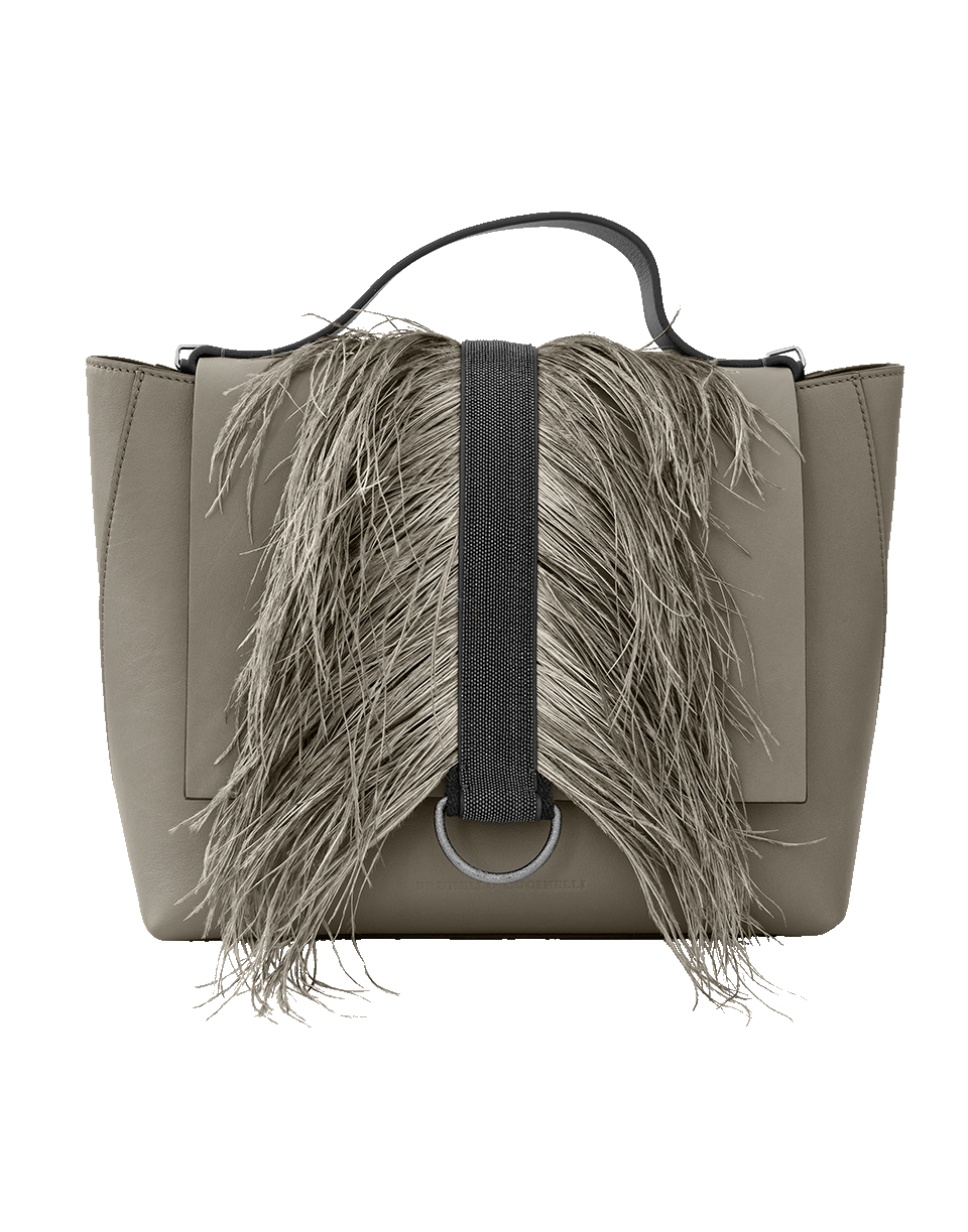 BRUNELLO CUCINELLI-Top Handle Feather Bag-BAY LEAF