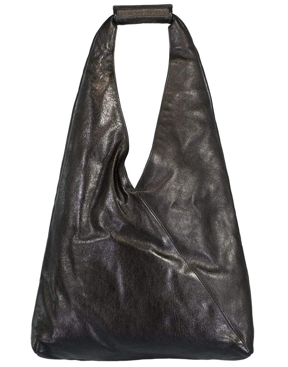 BRUNELLO CUCINELLI-Greased Leather Hobo Bag-BLACK