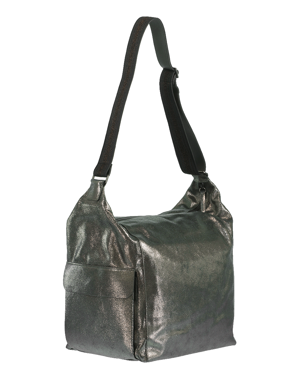 BRUNELLO CUCINELLI-Leather Crossbody Tote Bag-SILVER