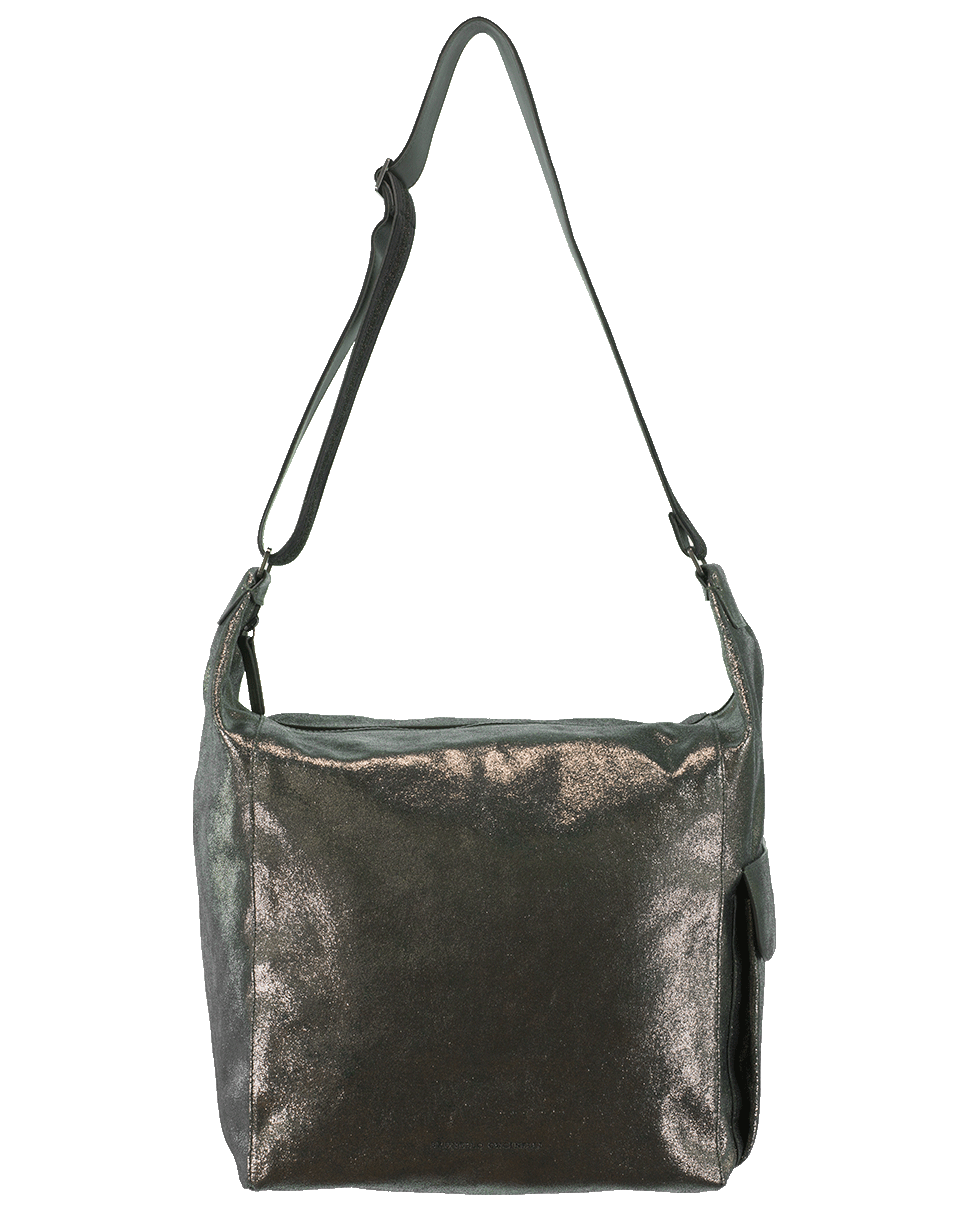 BRUNELLO CUCINELLI-Leather Crossbody Tote Bag-SILVER