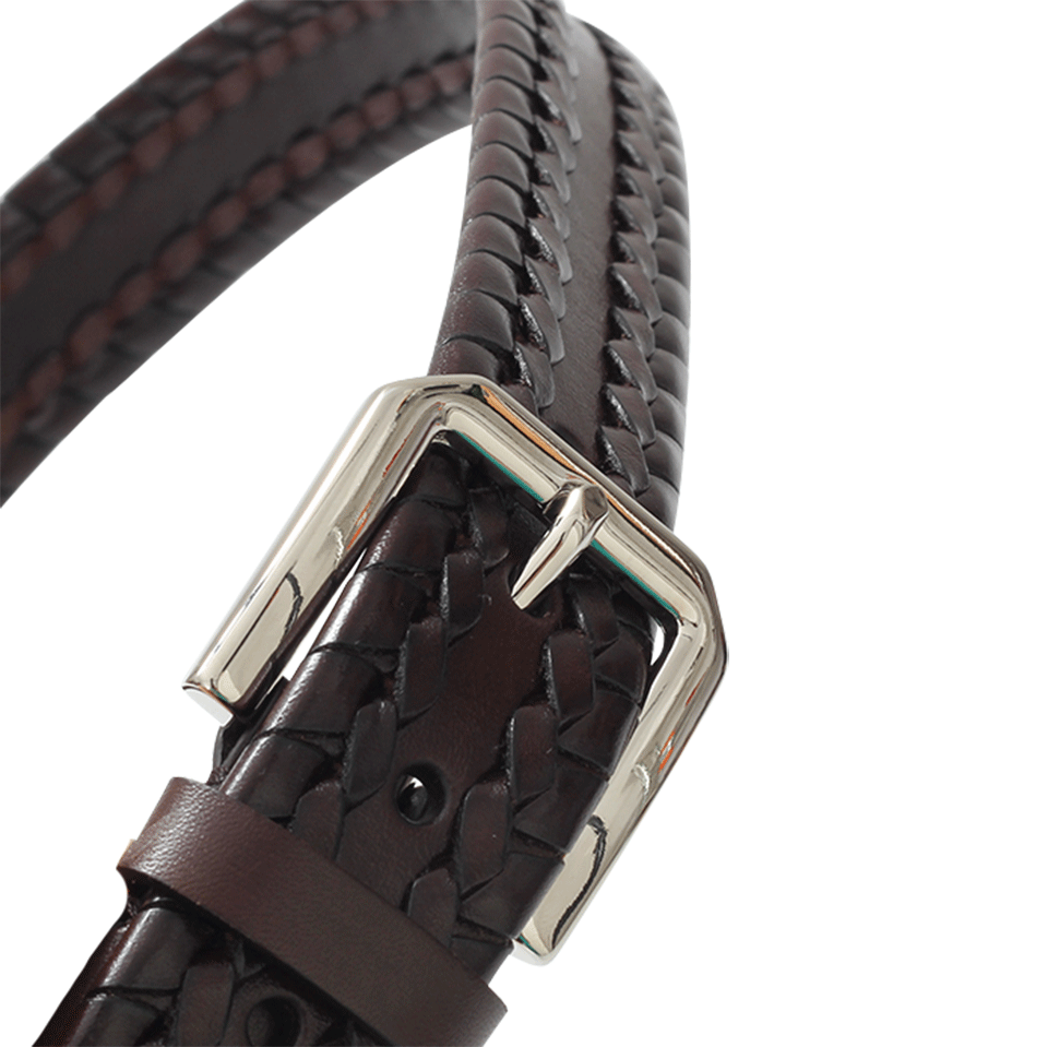 BRUNELLO CUCINELLI-Decorative Stitch Leather Belt-